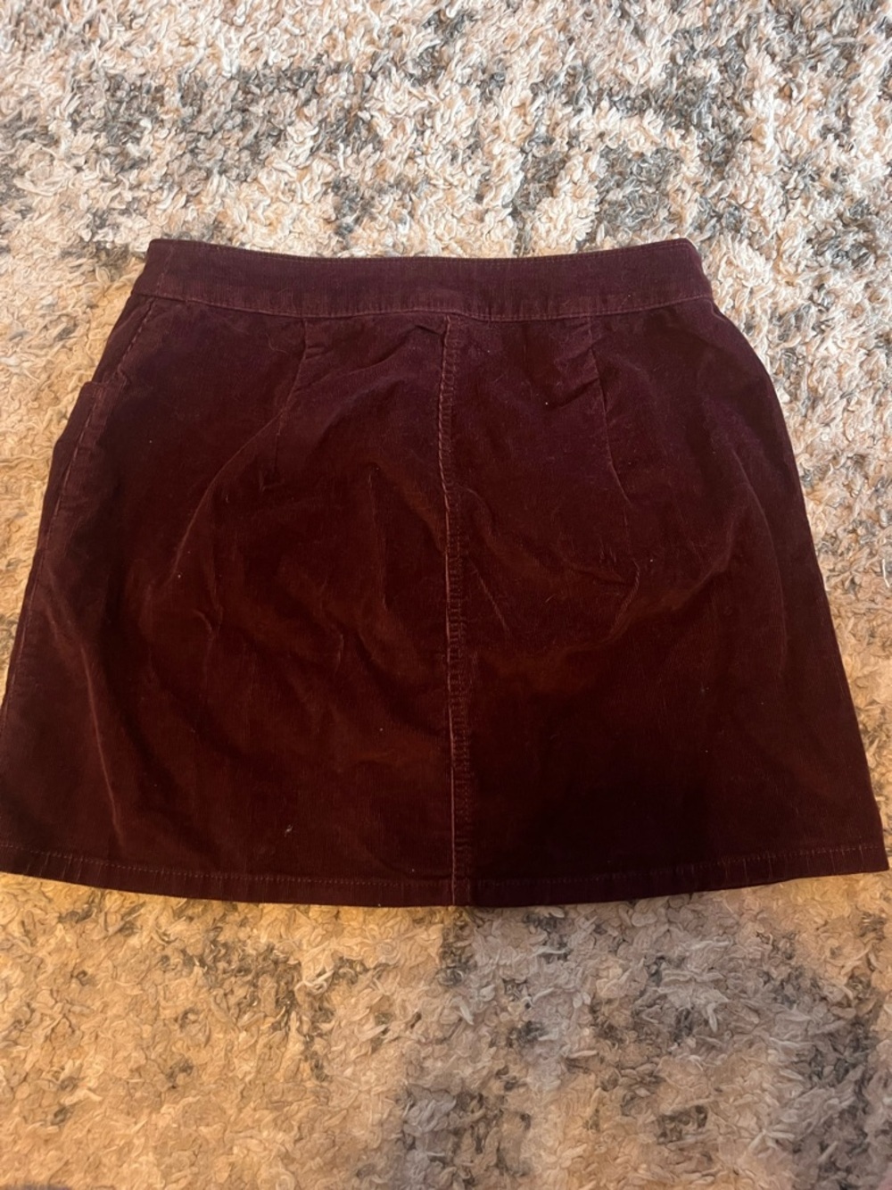 Express Button-Front Corduroy Mini Skirt in Deep Burgundy - Picture 3 of 6